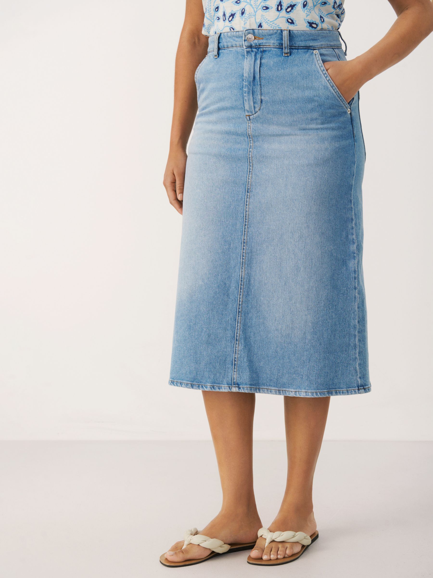 Part Two Siya A-Shape Denim Skirt, Light Blue Denim at John Lewis ...