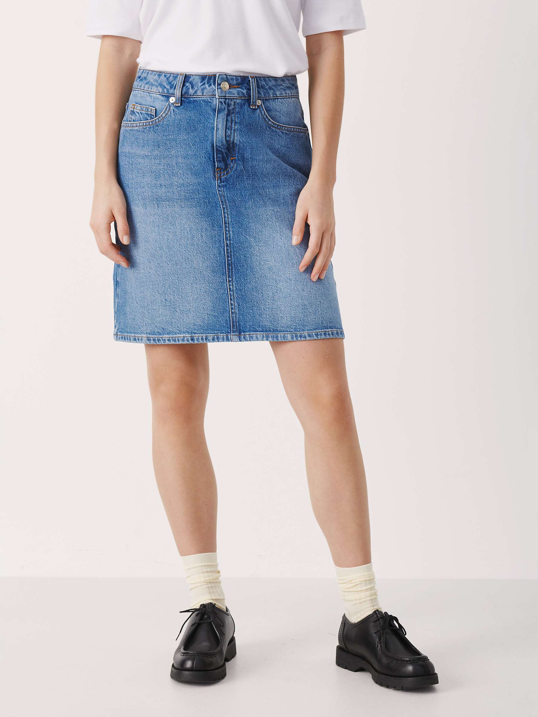 Buy Part Two Olena Cotton Blend Denim Mini Skirt, Light Blue Denim Online at johnlewis.com