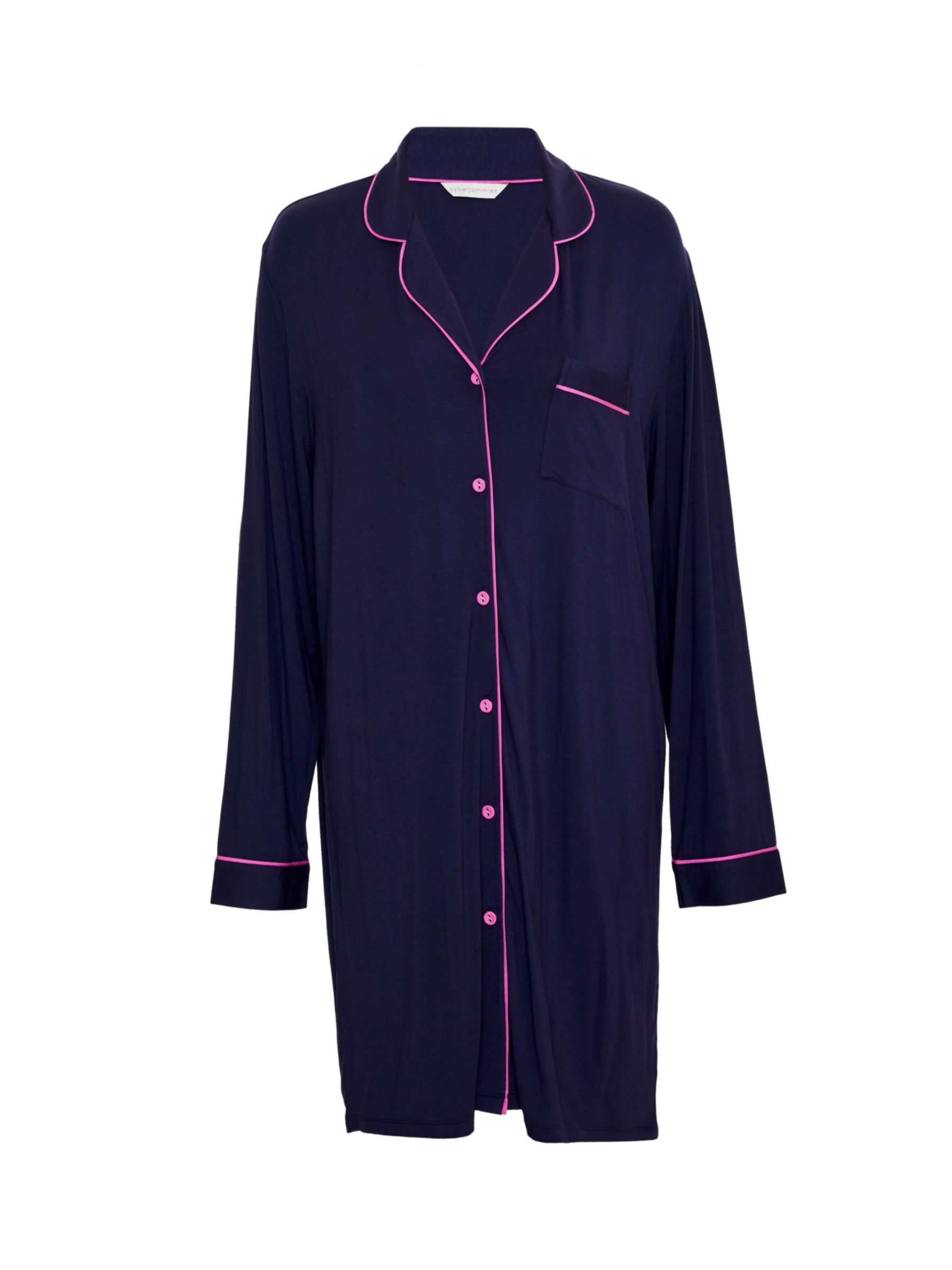 Cyberjammies Avery Piped Jersey Nightshirt, Navy, 28