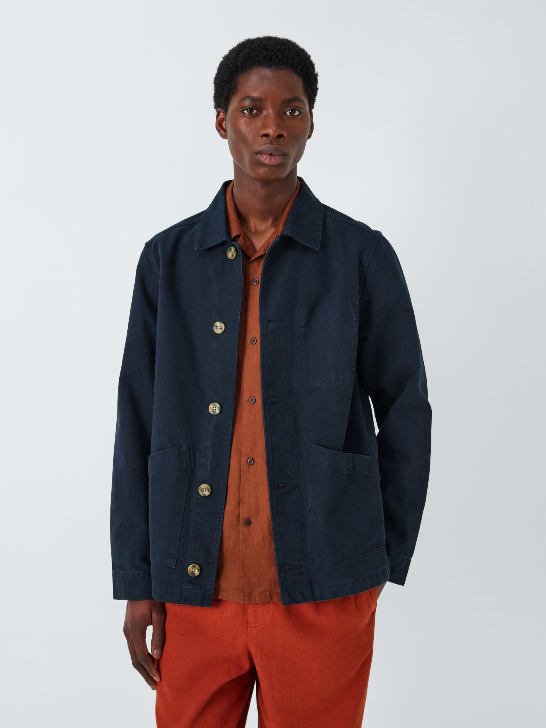 John Lewis Men's Canvas Chore Jacket, Navy at John Lewis & Partners