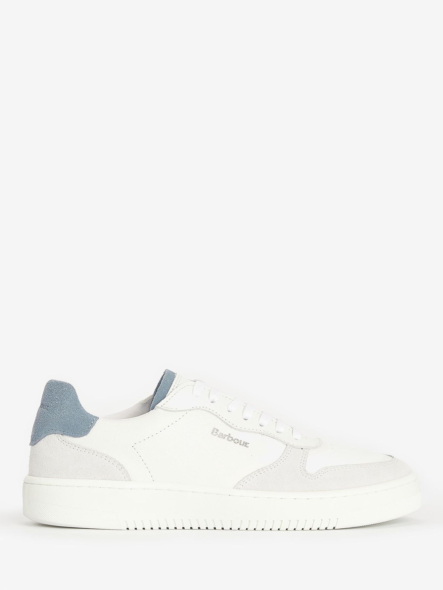 Barbour Celeste Leather and Suede Trainers, White/Chambray at John ...