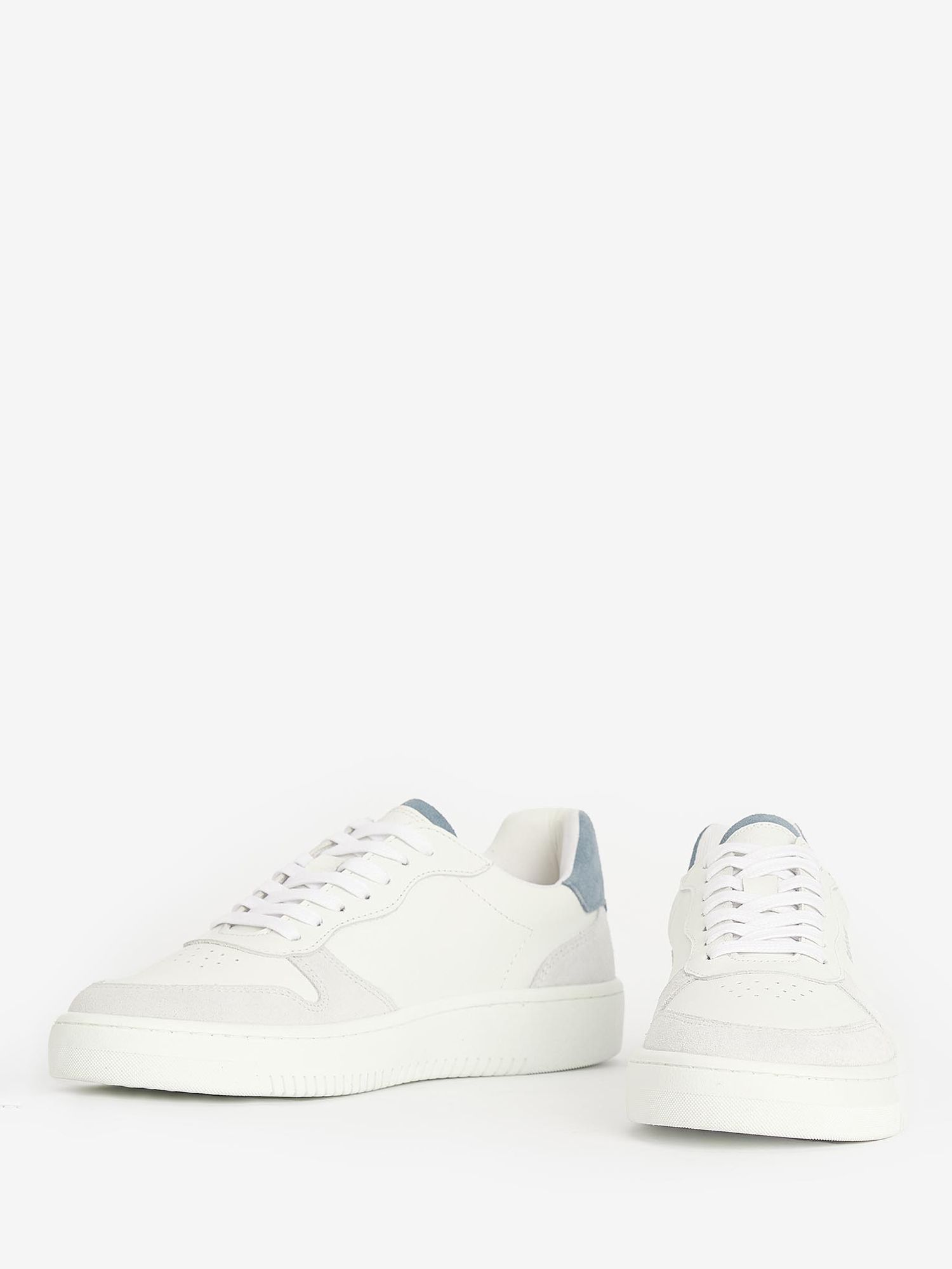 Barbour Celeste Leather and Suede Trainers, White/Chambray at John ...