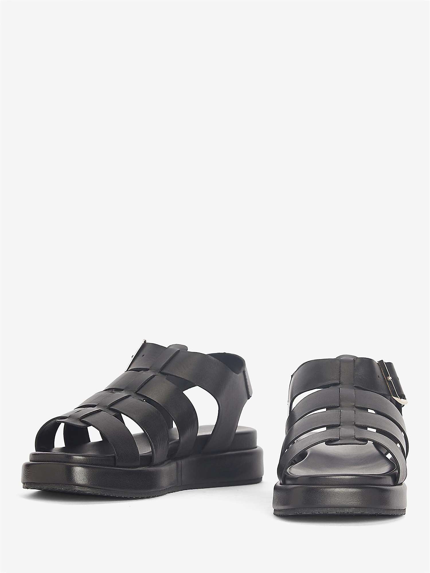 Buy Barbour Charlene Leather Sandals, Black Online at johnlewis.com