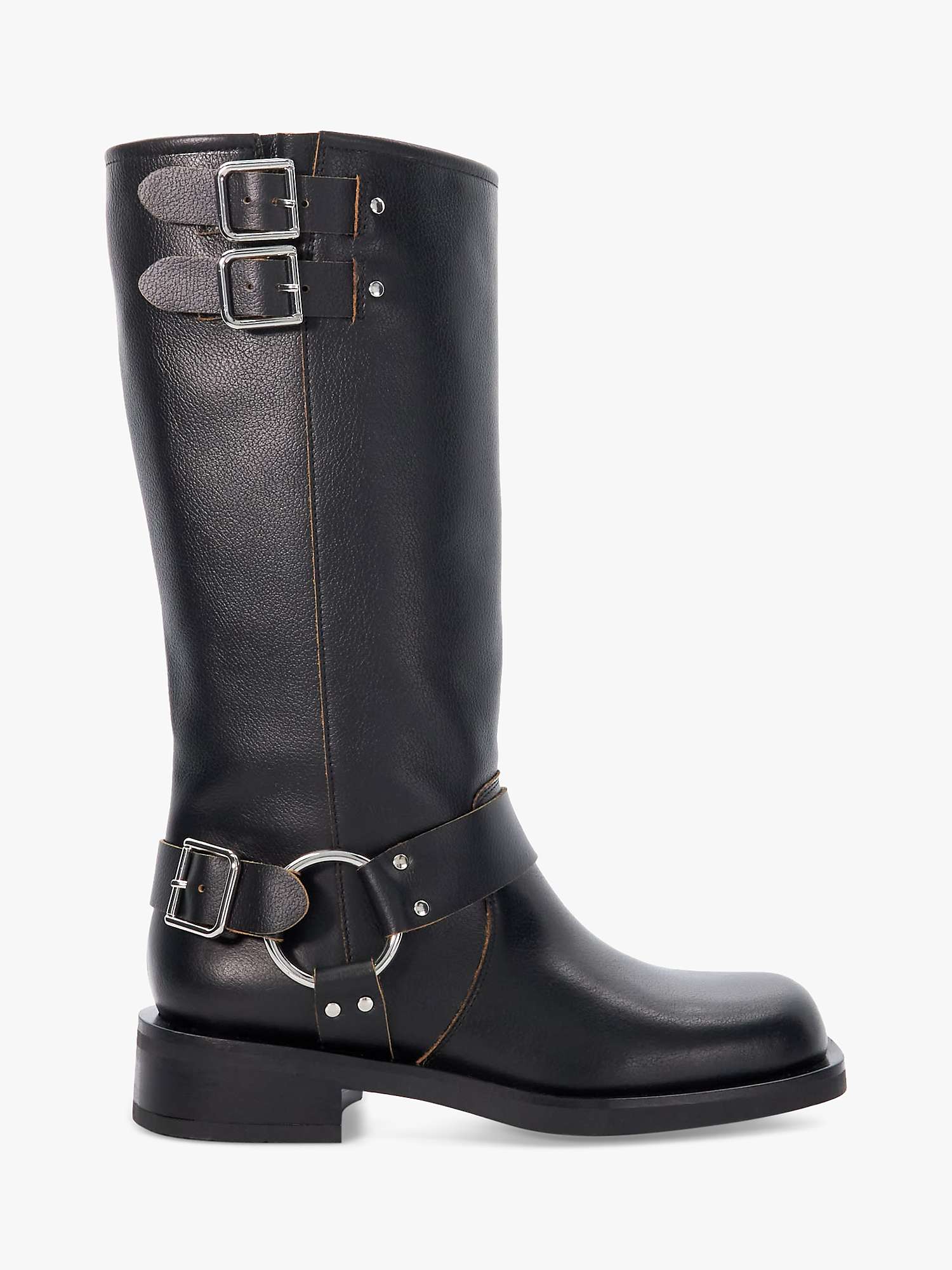 Buy Dune Totoe Leather Buckle Detail Ankle Boots, Black Online at johnlewis.com