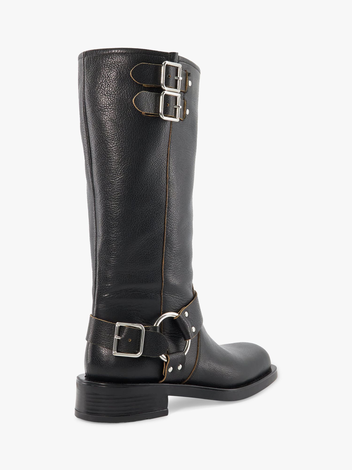 Dune Totoe Leather Buckle Detail Ankle Boots, Black at John Lewis ...