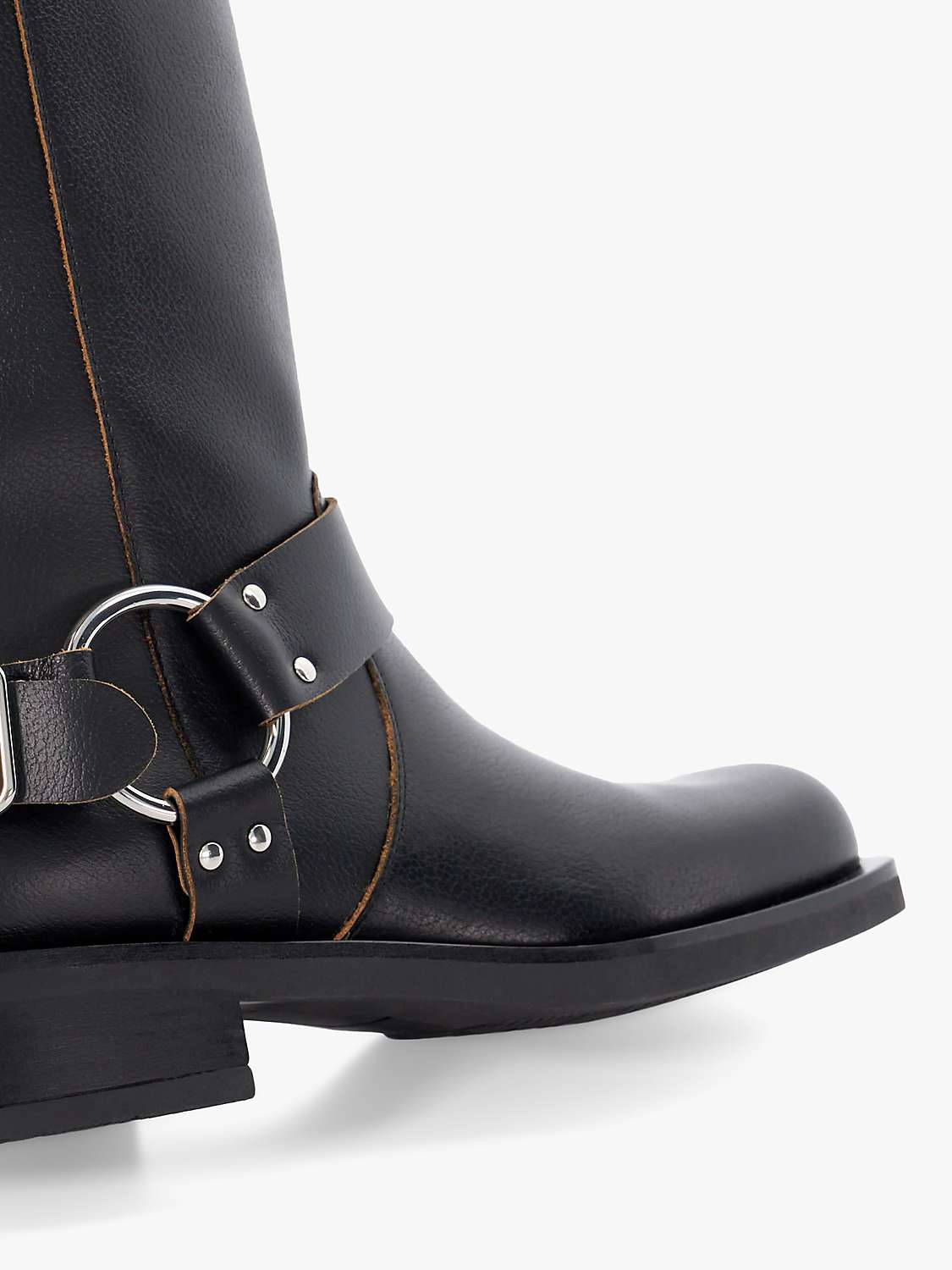 Dune Totoe Leather Buckle Detail Ankle Boots, Black at John Lewis & Partners