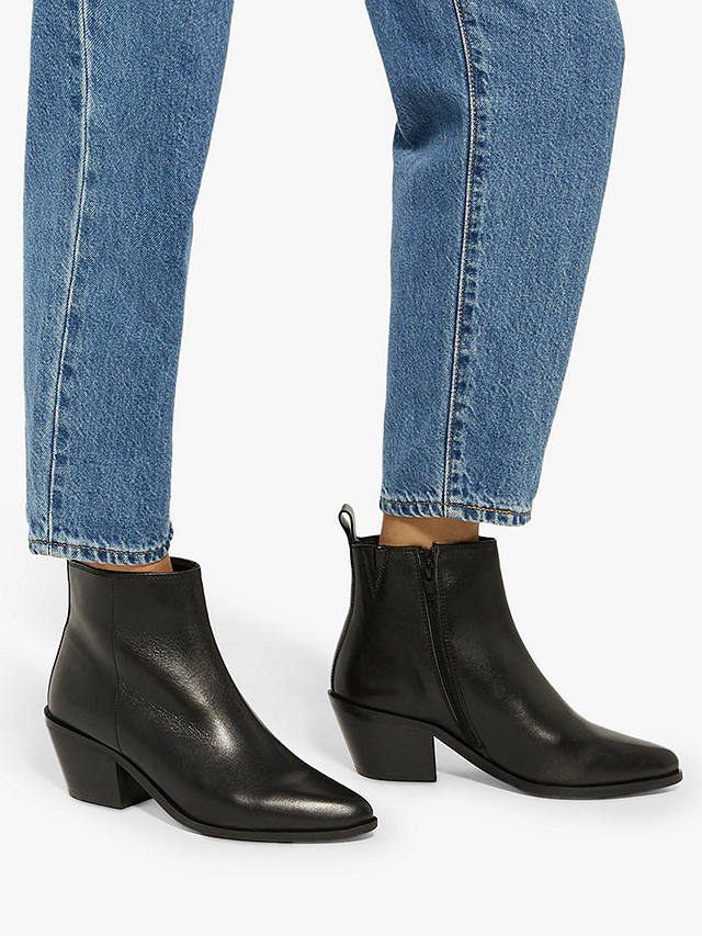 Dune Papz Leather Ankle Boots, Black-leather