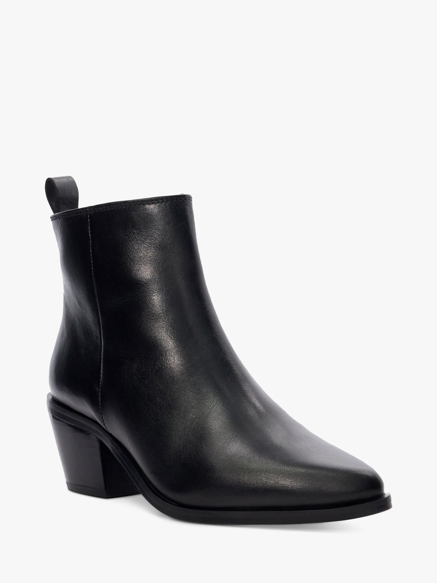 Dune Papz Leather Ankle Boots, Black at John Lewis & Partners