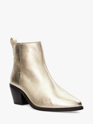 Dune Papz Leather Ankle Boots, Gold-leather