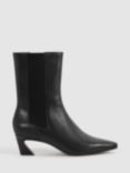 Reiss Mina Kitten Heel Calf Chelsea Boots, Black