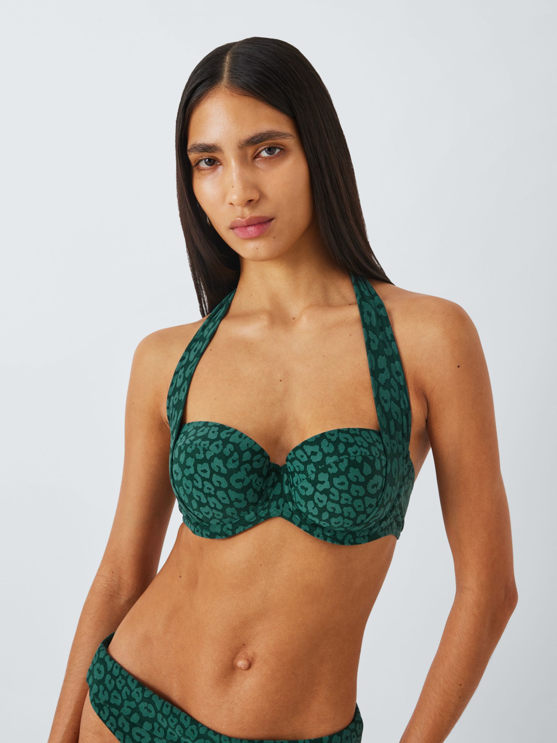 John Lewis Bermuda Sling Bikini Top, Dark Green, 32DD