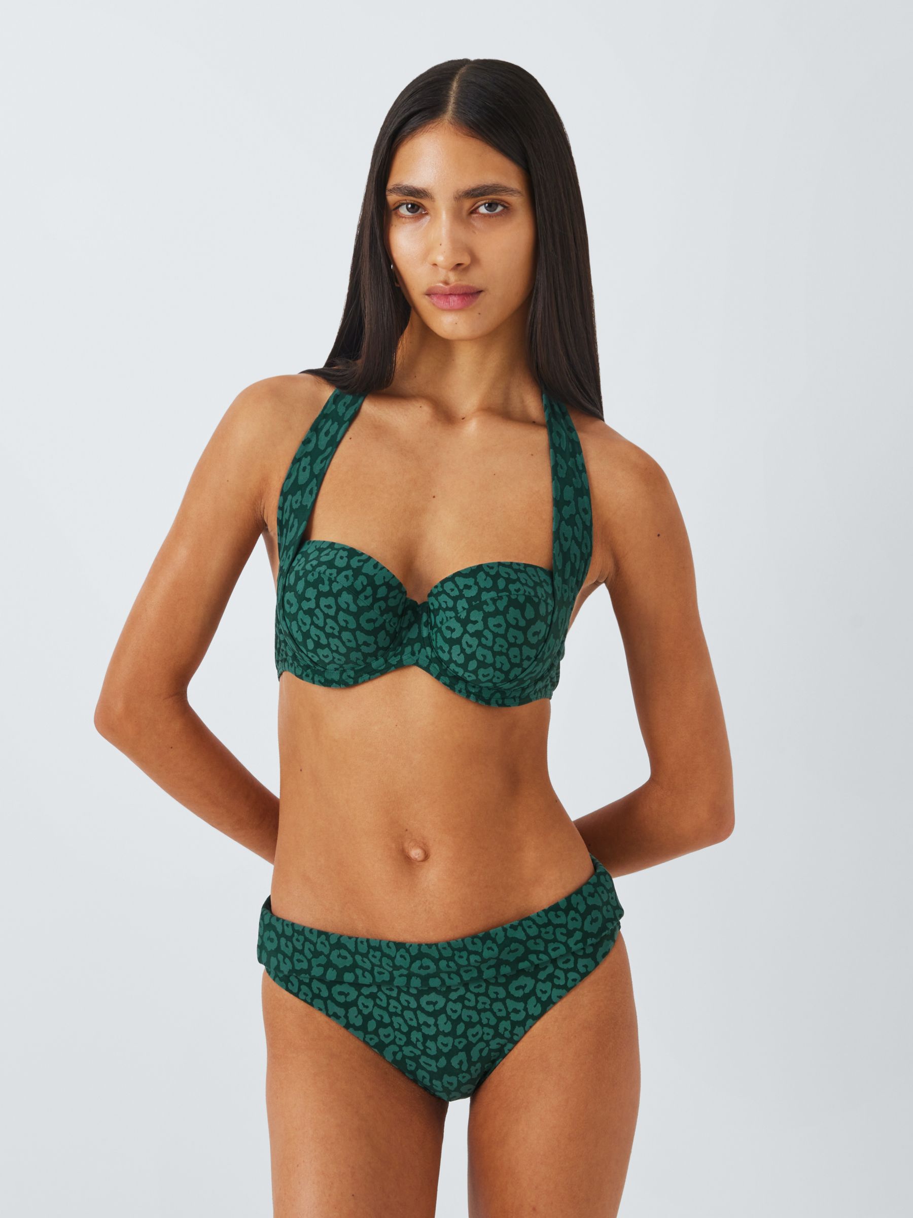 John Lewis Bermuda Sling Bikini Top, Dark Green, 32DD