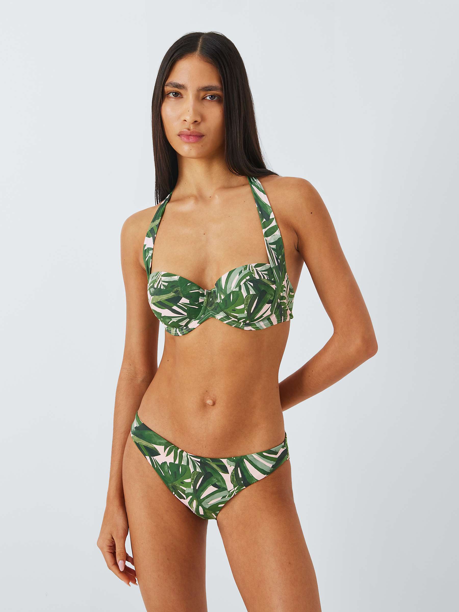 Buy John Lewis Tropic Palm Leaf Print Sling Halter Bikini Top, Khaki Online at johnlewis.com