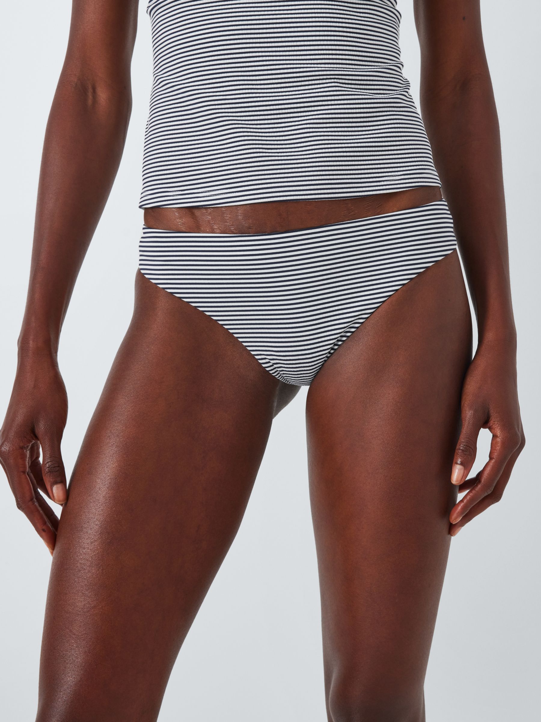 John Lewis Stripe Bikini Bottoms, Navy/Multi, 8