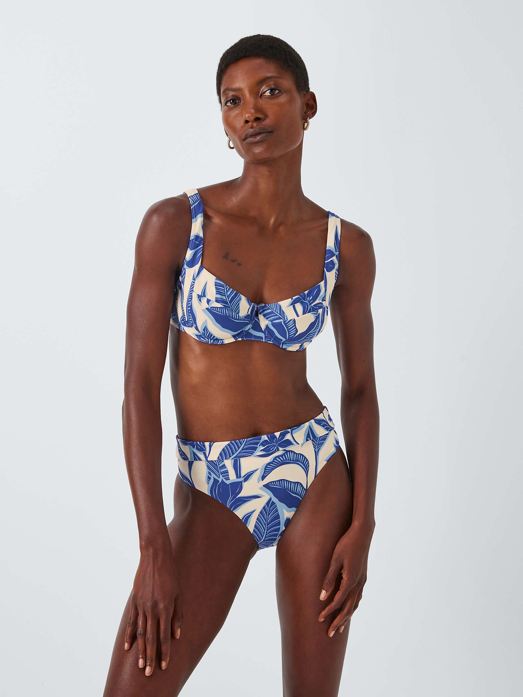 Buy John Lewis Ayanna Leaf Print Bikini Top, Light Blue Online at johnlewis.com