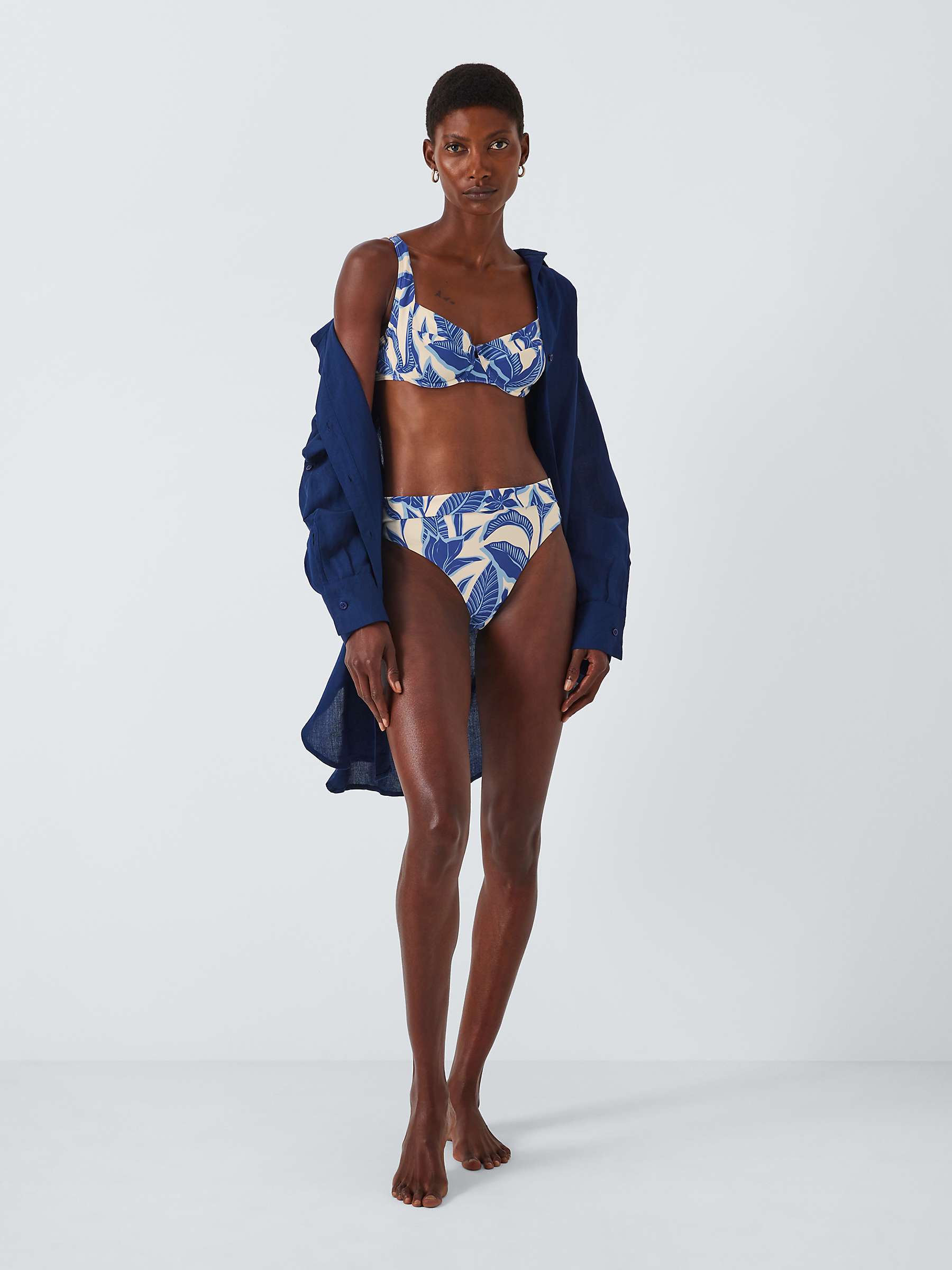 Buy John Lewis Ayanna Leaf Print Bikini Top, Light Blue Online at johnlewis.com