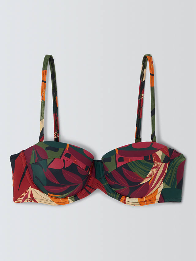 John Lewis Coco Leaf Print Bikini Top, Multi