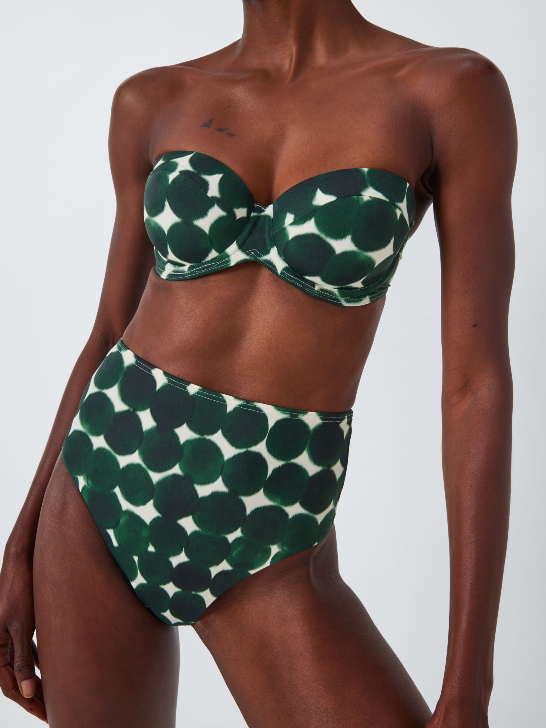 John Lewis Haze Spot Multiway Bikini Top, Dark Green, 32DD