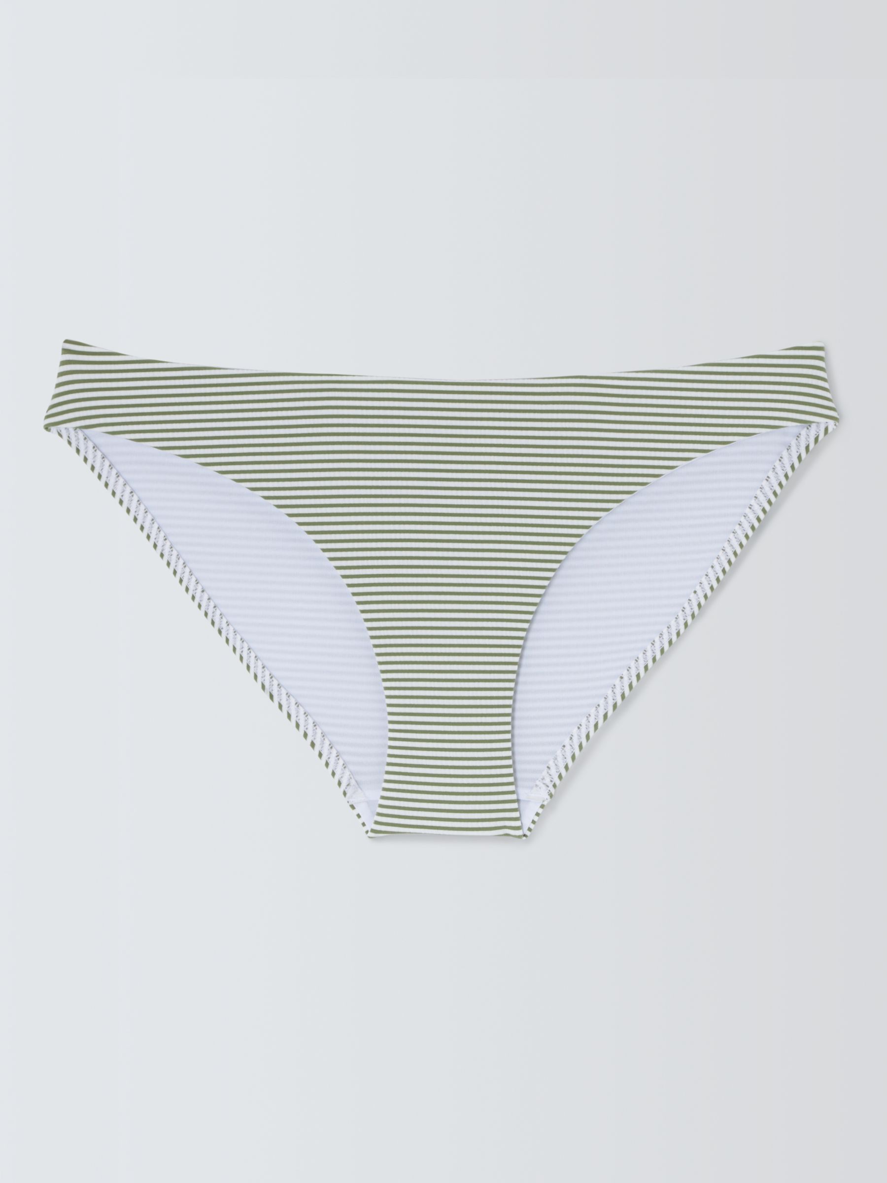 John Lewis St Tropez Stripe Bikini Bottoms, Khaki, 18