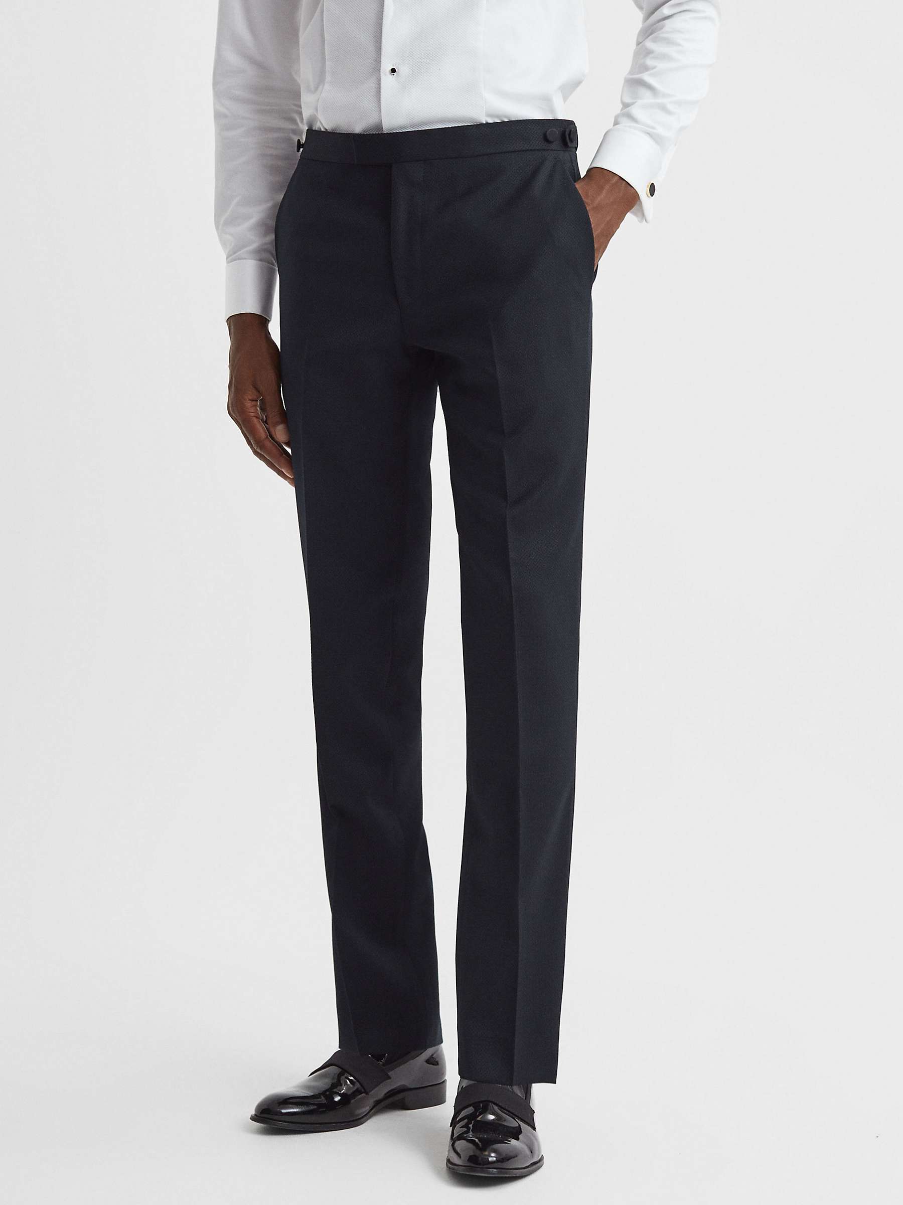 Buy Reiss Deal Wool Blend Jacquard Suit Trousers, Navy Online at johnlewis.com