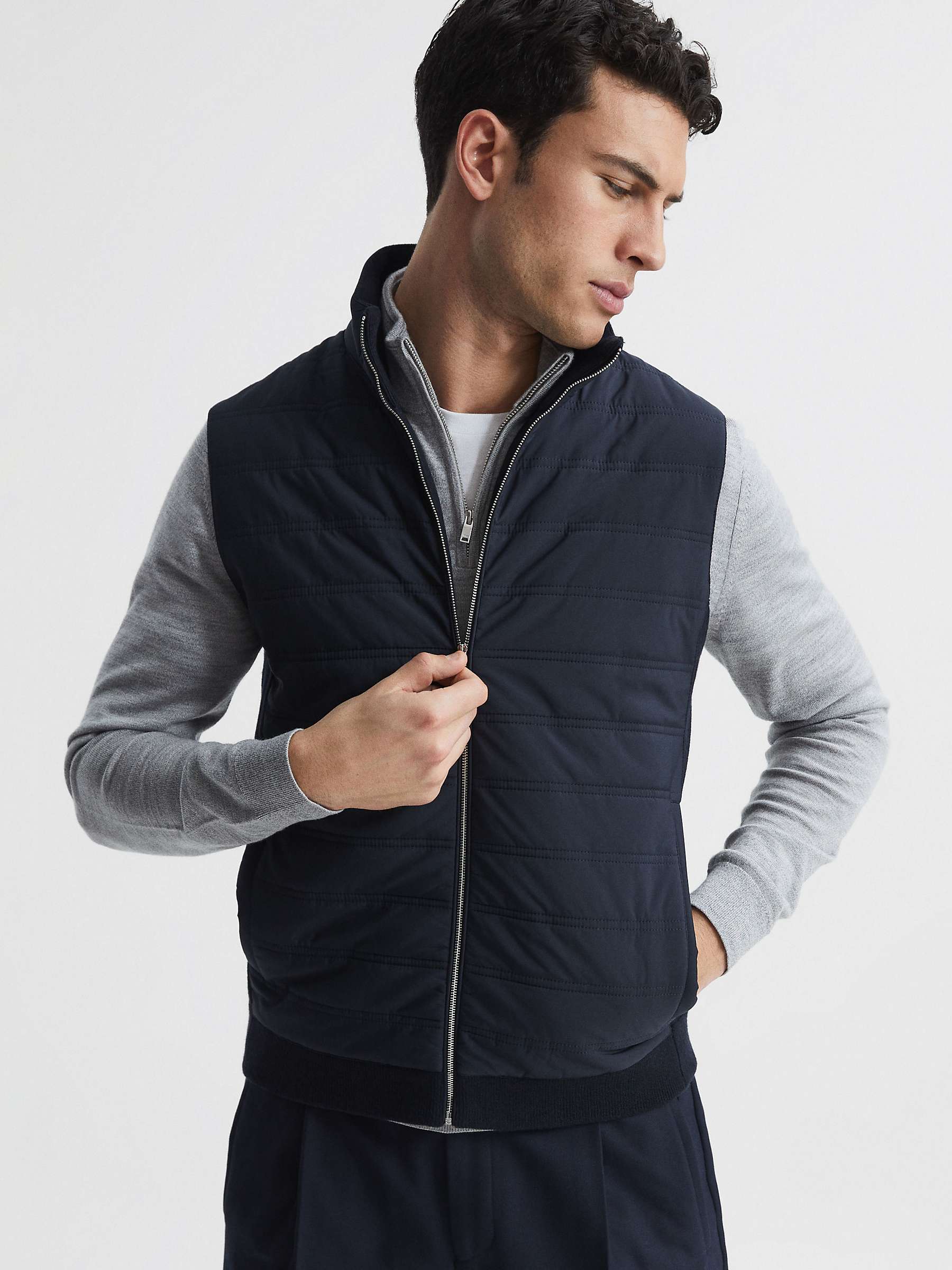 Buy Reiss William Quilted Gilet, Navy Online at johnlewis.com