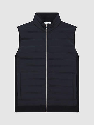 Reiss William Quilted Gilet, Navy