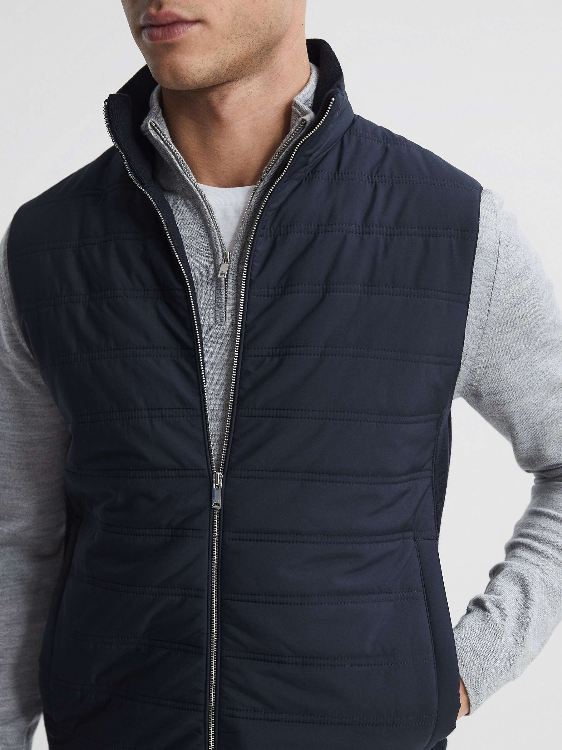Buy Reiss William Quilted Gilet, Navy Online at johnlewis.com