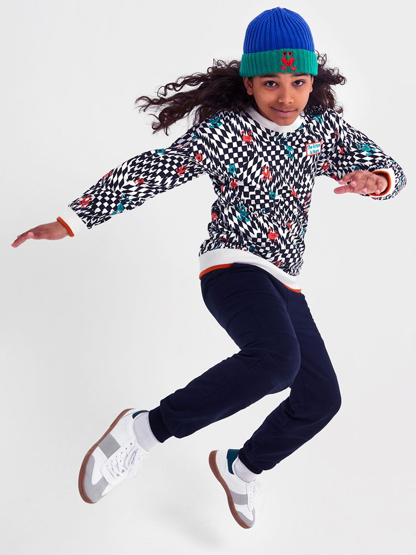 Monsoon Kids' Gingham Skater Jumper, Ivory/Black at John Lewis & Partners
