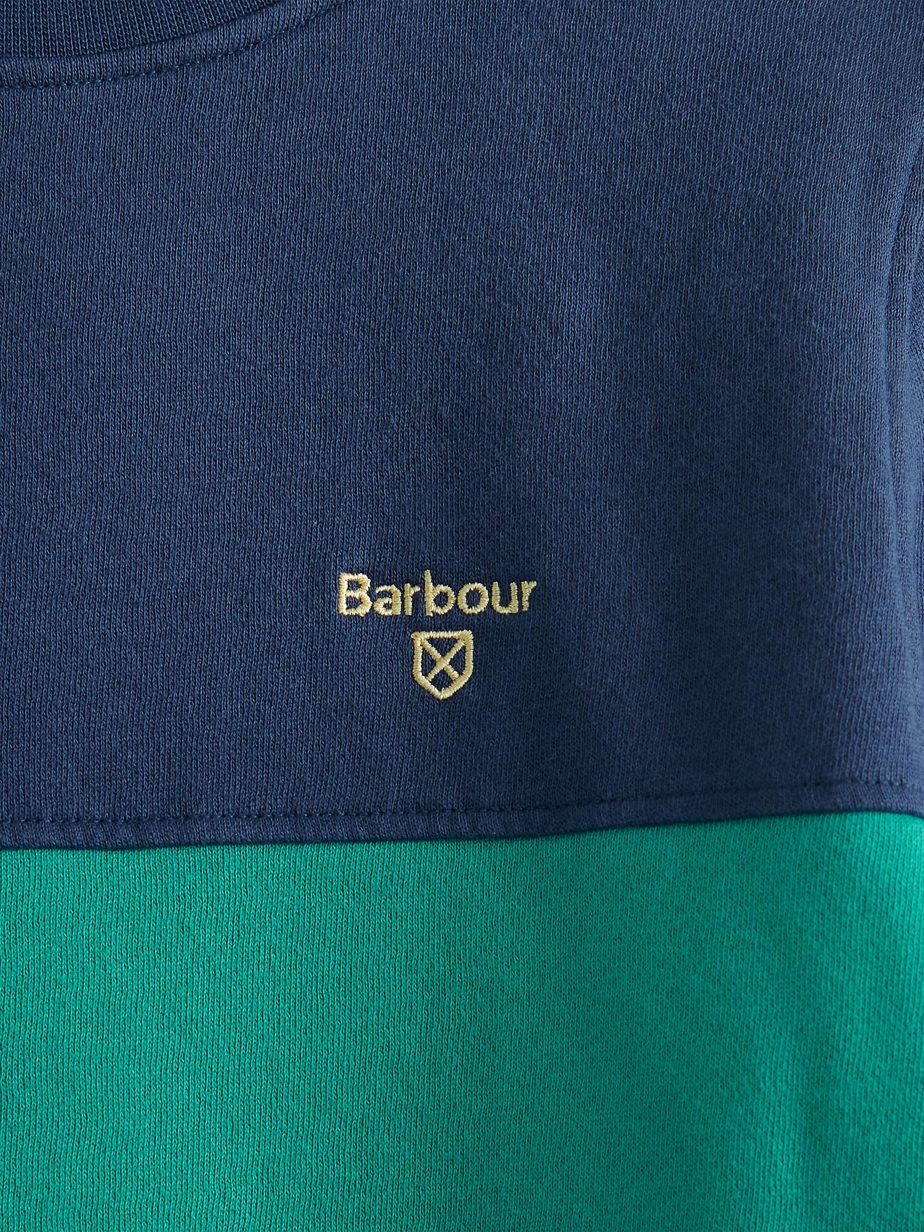 Buy Barbour Kids' Benjamin Crew Neck Sweatshirt, Navy/Green Online at johnlewis.com
