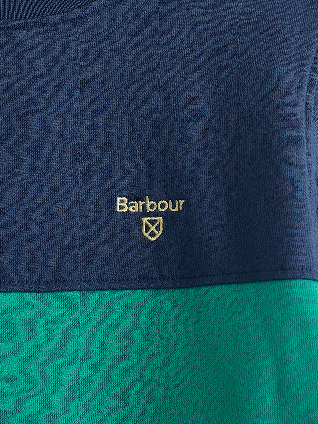Barbour Kids' Benjamin Crew Neck Sweatshirt, Navy/Green