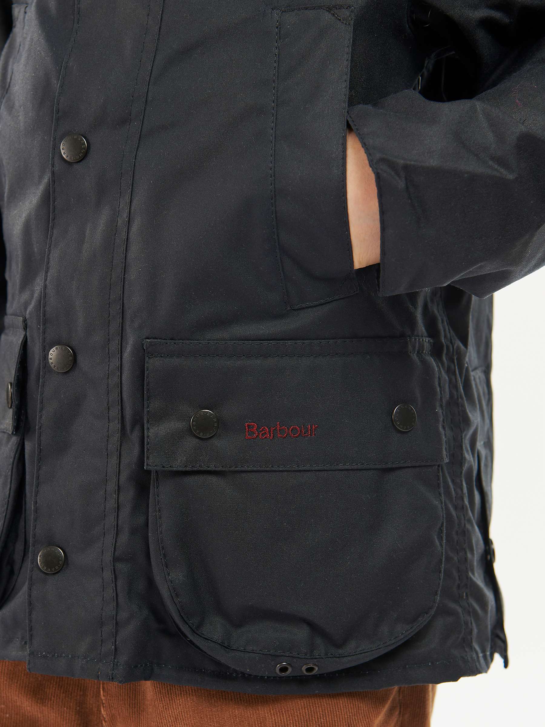 Buy Barbour Kids' Beadle Wax Jacket, Navy Online at johnlewis.com