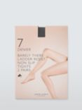 John Lewis 7 Denier Barely There Non Slip Tights, Pack of 2, Nearly Black