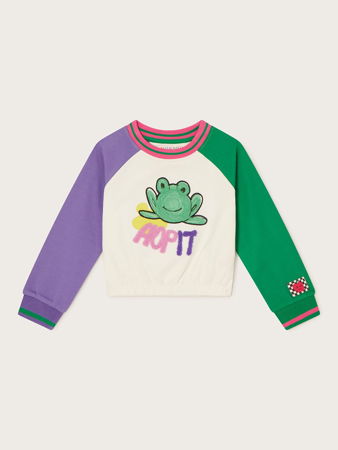Buy Monsoon Kids' Frog Tie Waist Crop Sweatshirt, Ivory Online at johnlewis.com