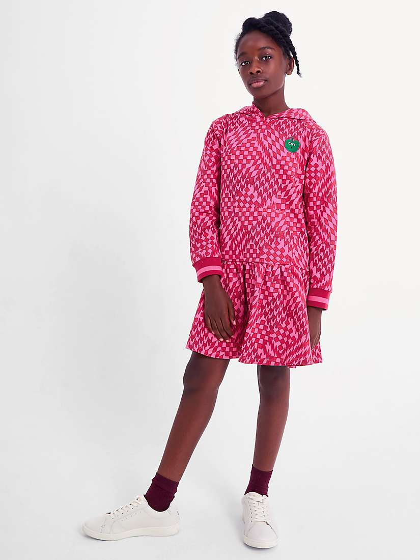 Buy Monsoon Kids' Apple Abstract Print Hooded Skater Dress, Red Online at johnlewis.com