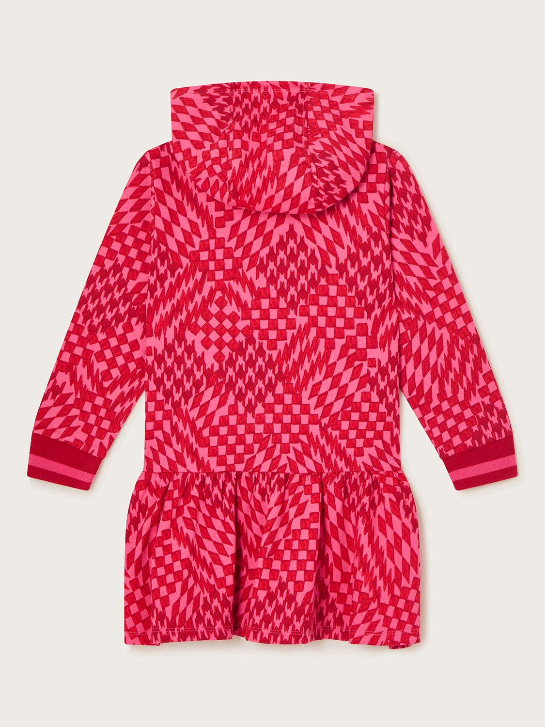 Monsoon Kids' Apple Abstract Print Hooded Skater Dress, Red, 5-6 years