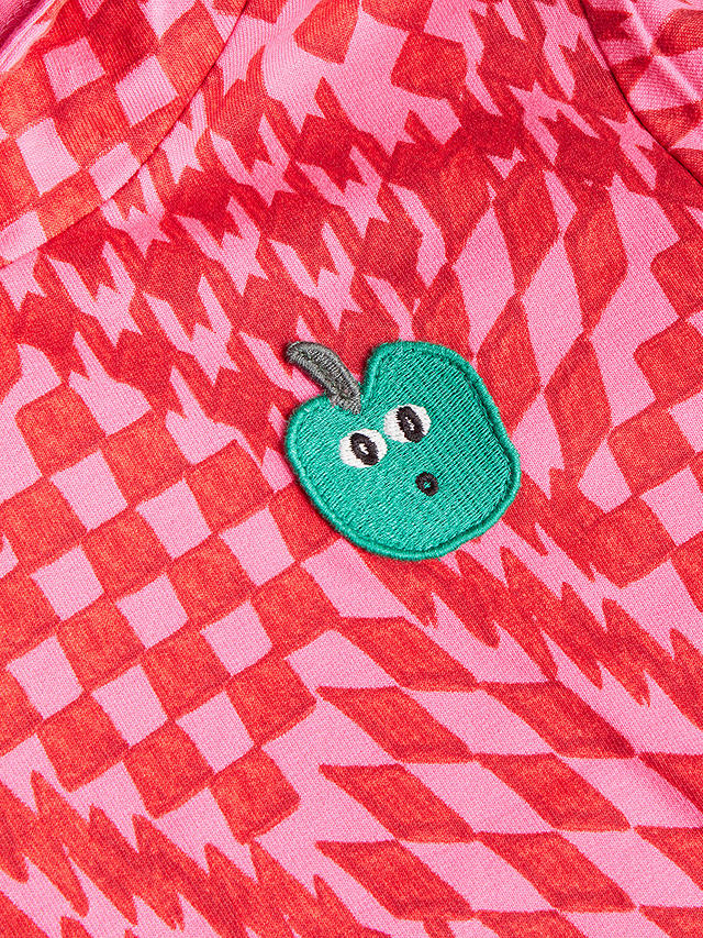 Monsoon Kids' Apple Abstract Print Hooded Skater Dress, Red