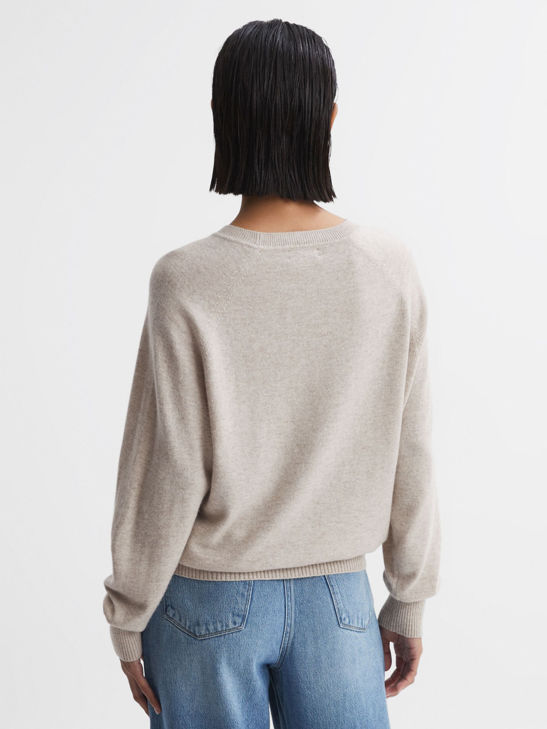 Reiss Andi Cashmere Blend Jumper, Stone at John Lewis & Partners