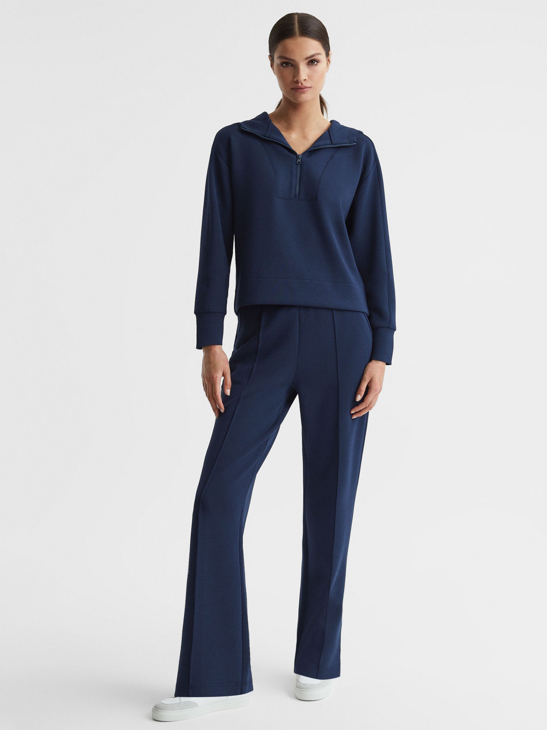 Reiss Jemma Zipped Sweatshirt, Navy at John Lewis & Partners