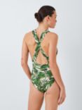 John Lewis Tropic Palm Twist Neck Swimsuit, Khaki/Multi