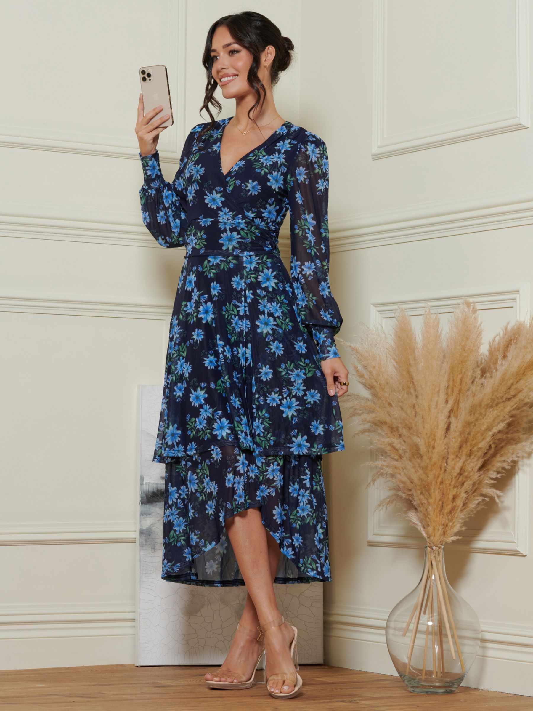 Buy Jolie Moi Floral Print Midi Dress, Navy Online at johnlewis.com