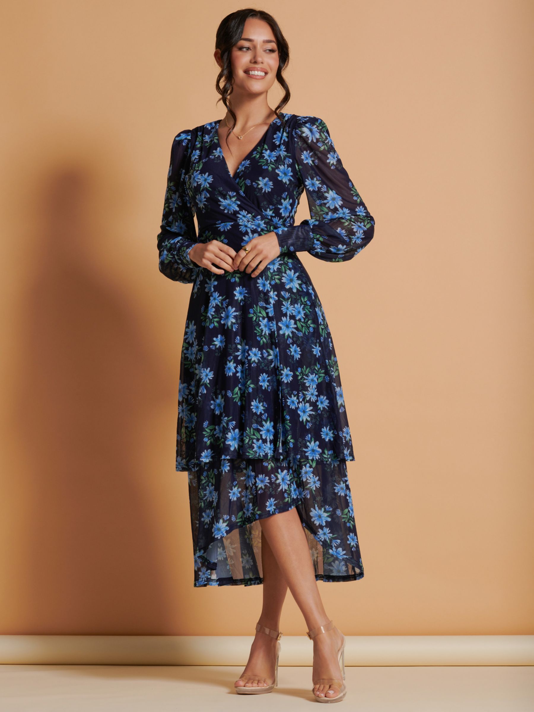 Buy Jolie Moi Floral Print Midi Dress, Navy Online at johnlewis.com