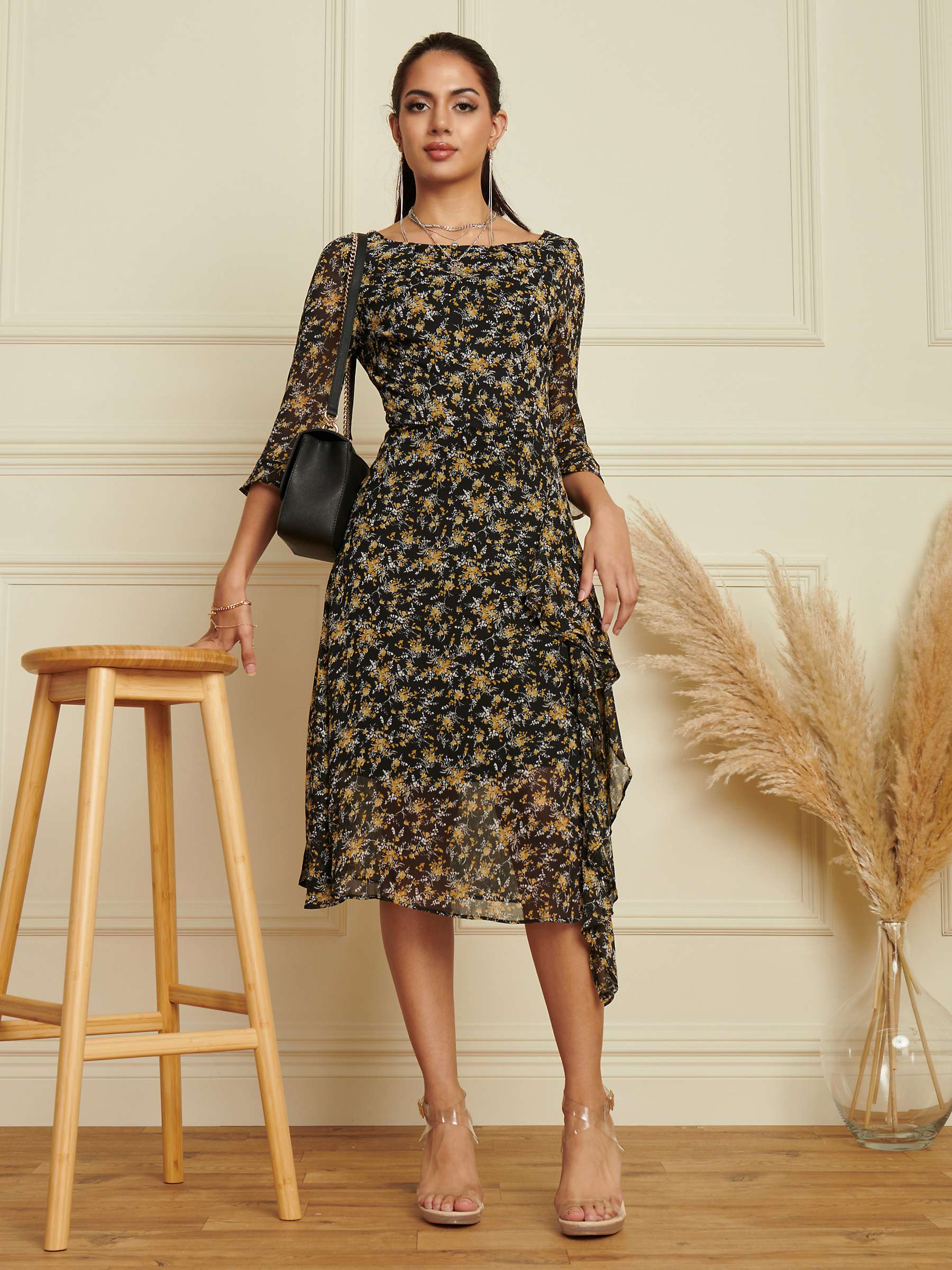 Buy Jolie Moi Floral Print Chiffon Midi Dress Online at johnlewis.com