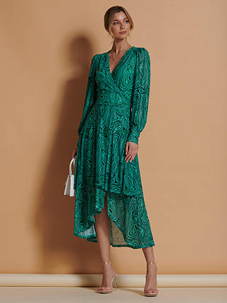 Jolie Moi Abstract Print Midi Dress, Green