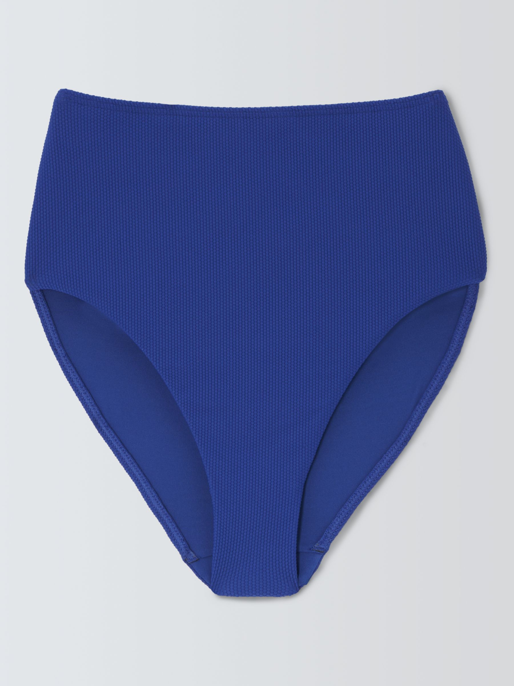John Lewis Palma Textured High Waist Bikini Bottoms, Blue, 10