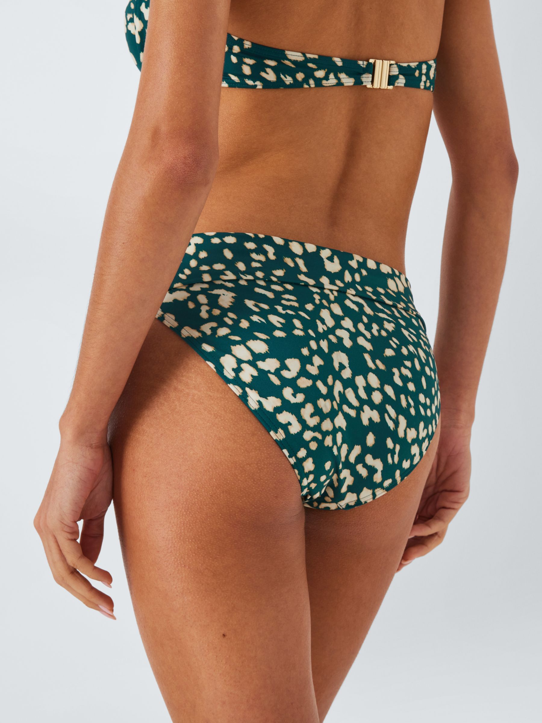 Buy John Lewis Rio Animal Print Fold Down Bikini Bottoms, Teal Online at johnlewis.com