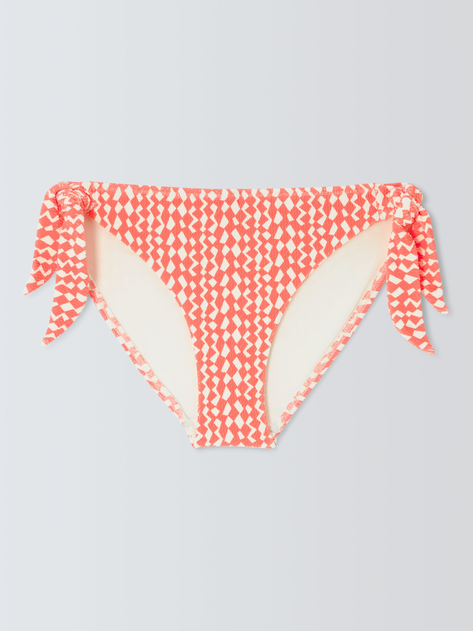 John Lewis Geometric Side Tie Bikini Bottoms, Coral/Multi, 10
