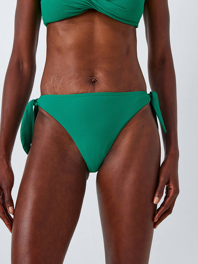 John Lewis Palma Textured Side Tie Bikini Bottoms, Green