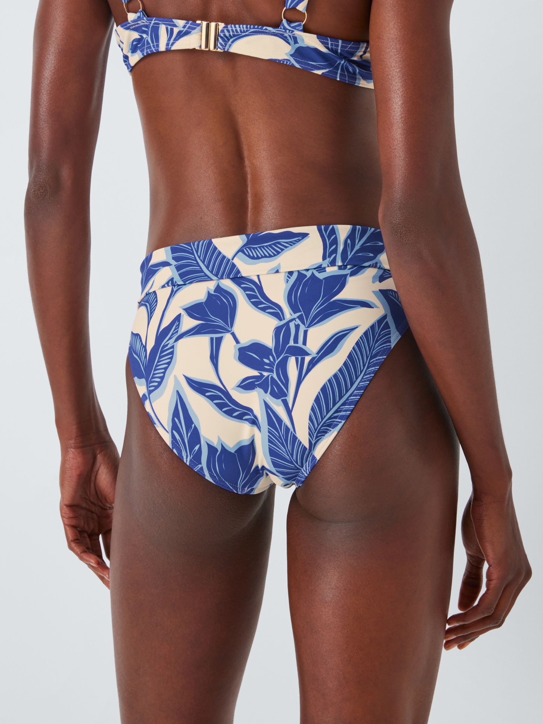 John Lewis Ayanna Leaf Print Bikini Bottom, Light Blue, 16