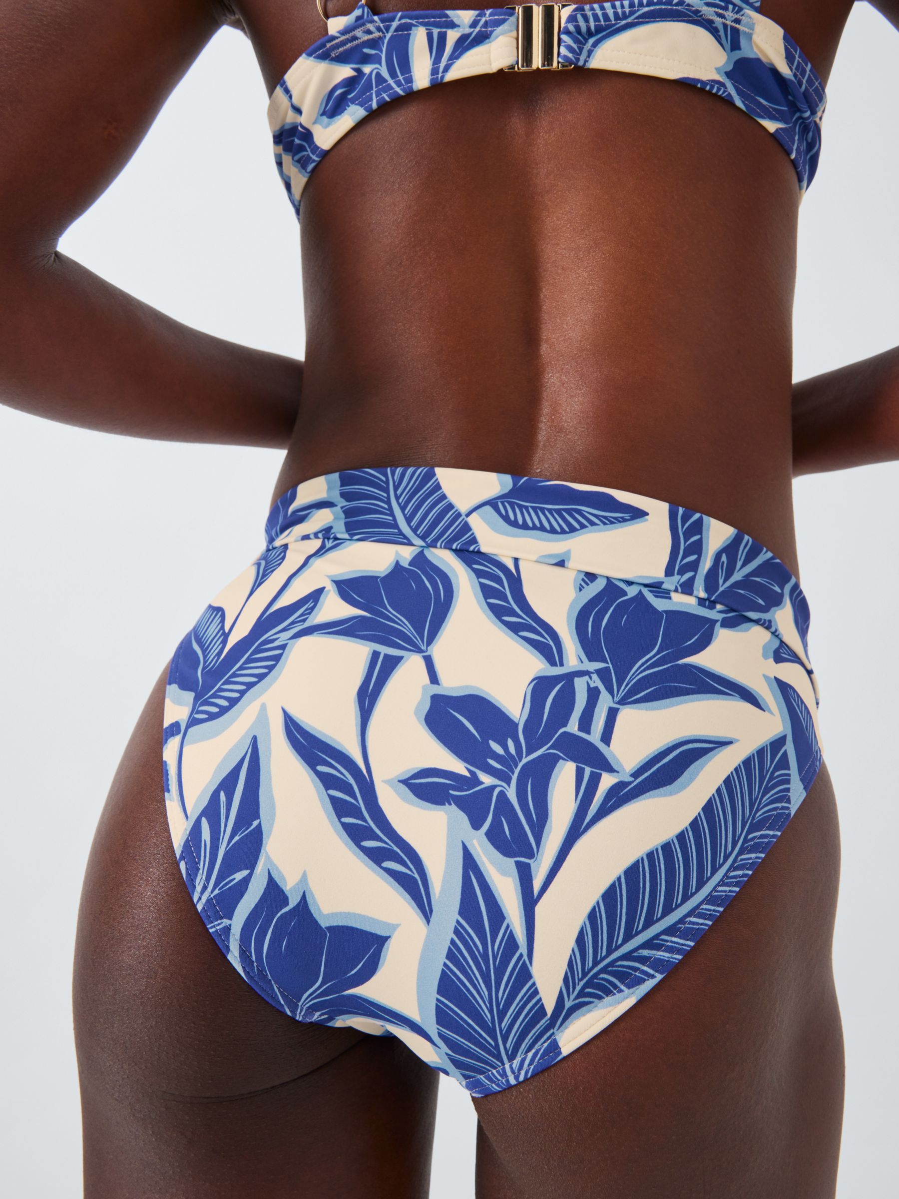 John Lewis Ayanna Leaf Print Bikini Bottom, Light Blue, 16
