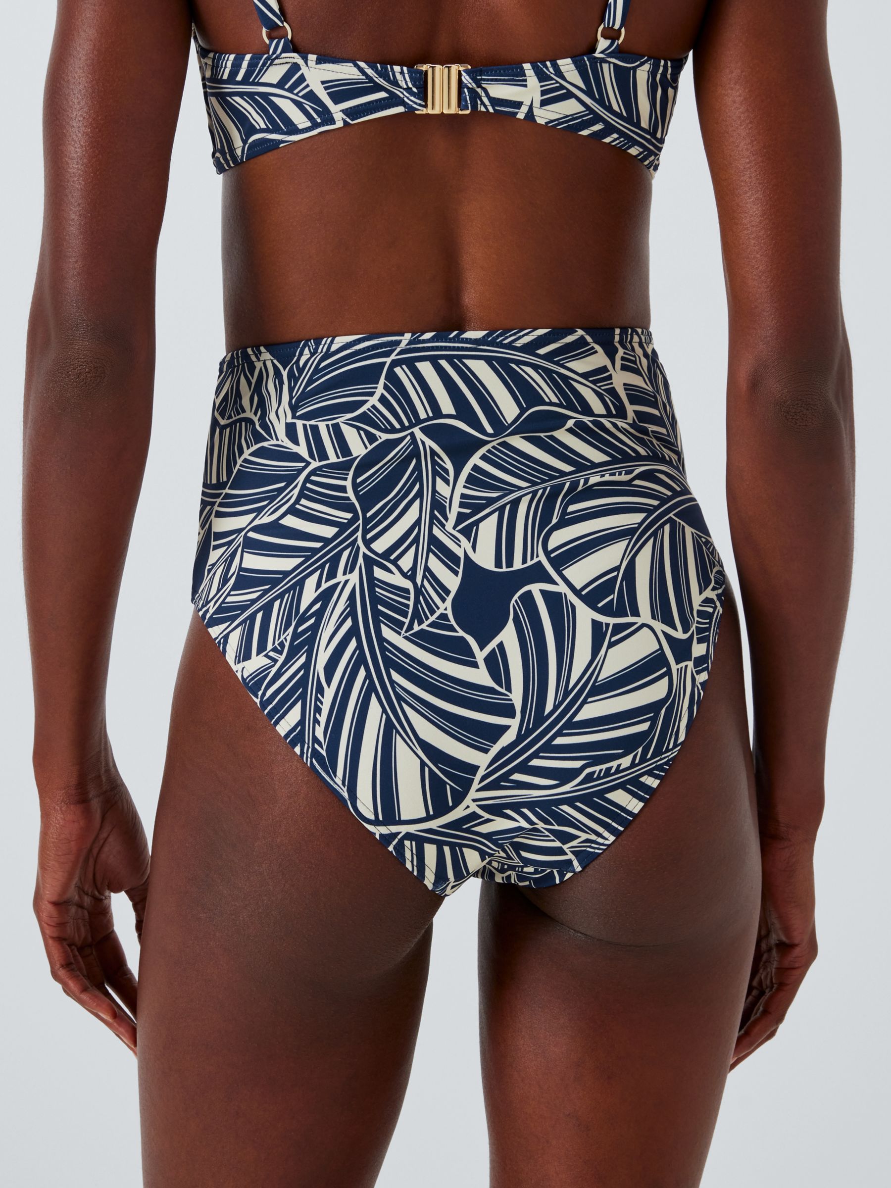 Buy John Lewis Bali Palm High Waist Bikini Bottoms. Navy Online at johnlewis.com